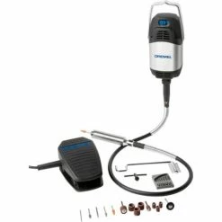 Schlussverkauf 🔔 Dremel 9100 Fortiflex, Hängender Motor, 21 Tlg. Zubehör, Biegsame Welle, 1 Abnehmbares Handstück, Fußpedal, Wandhaken Mit Wandmontageplatte ⌛